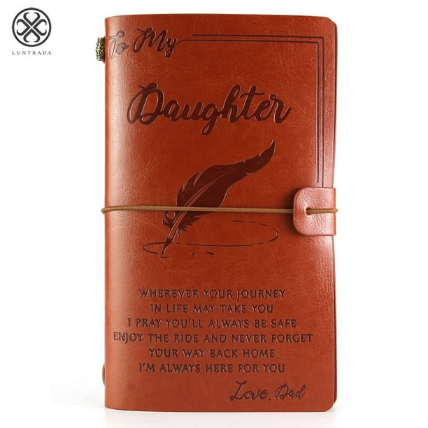 To My Daughter From Dad Mom Engraved Leather Journal Notebook Diary Gift 4 Types